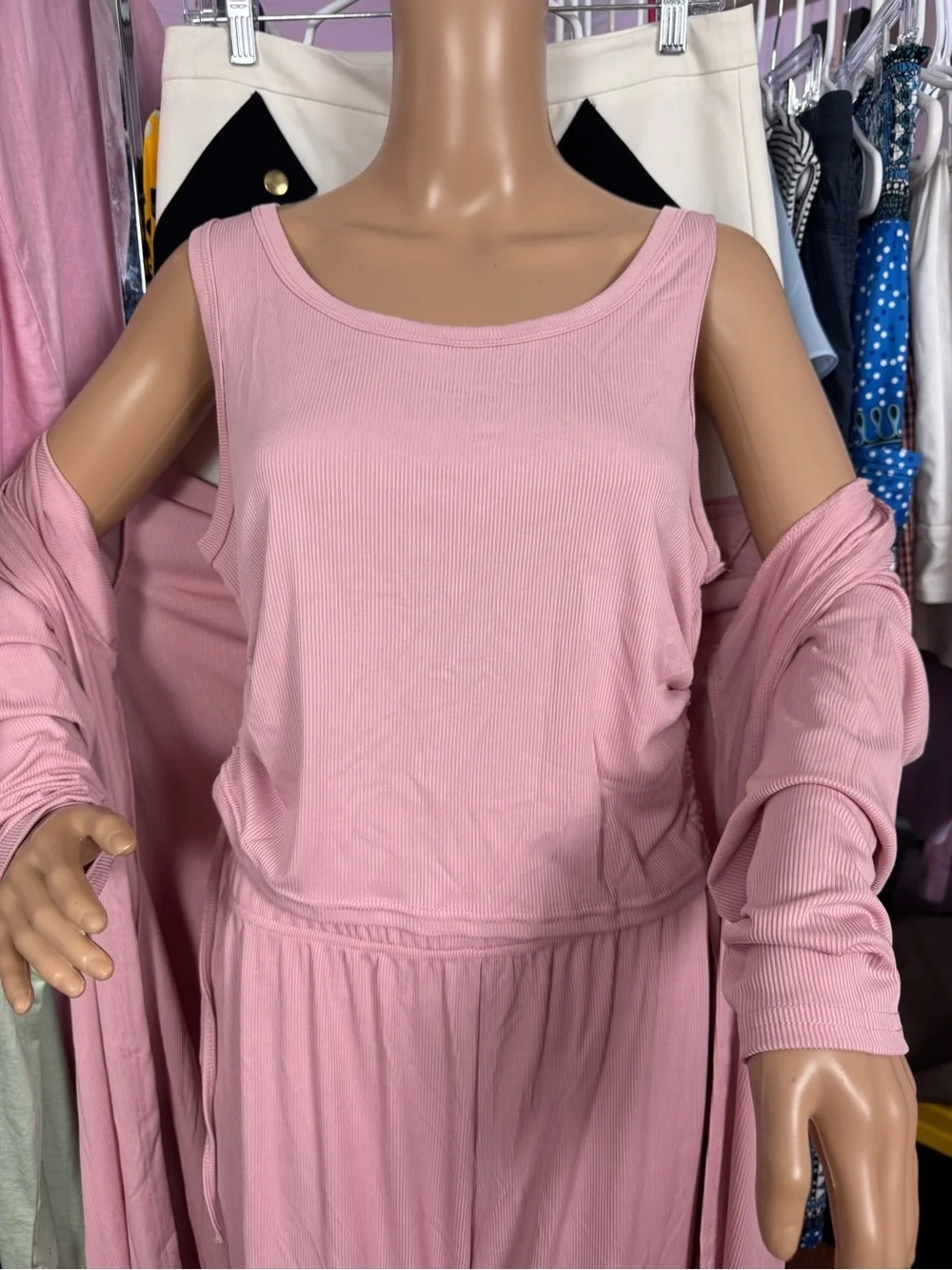 Ribbed 3-Piece Lounge & Cardigan Set - Size Large,Travlel, PJ viral trending